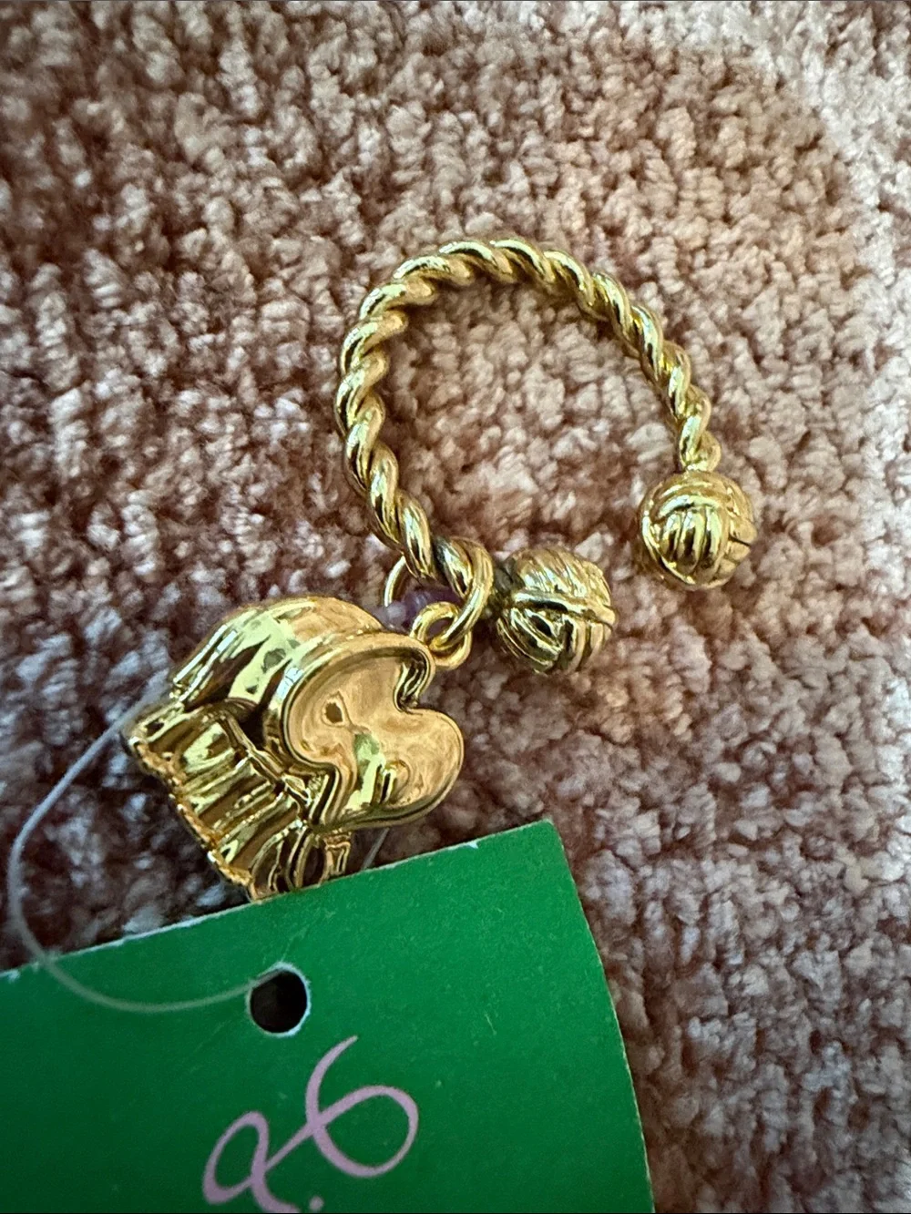 Lilly Pulitzer Promo Gold-Tone Good Luck Elephant Charm Key Ring